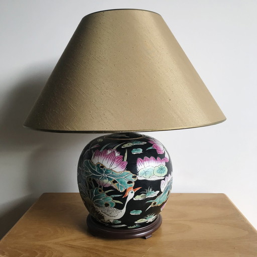 Chinese Bol Lamp Familie Noir Vintage