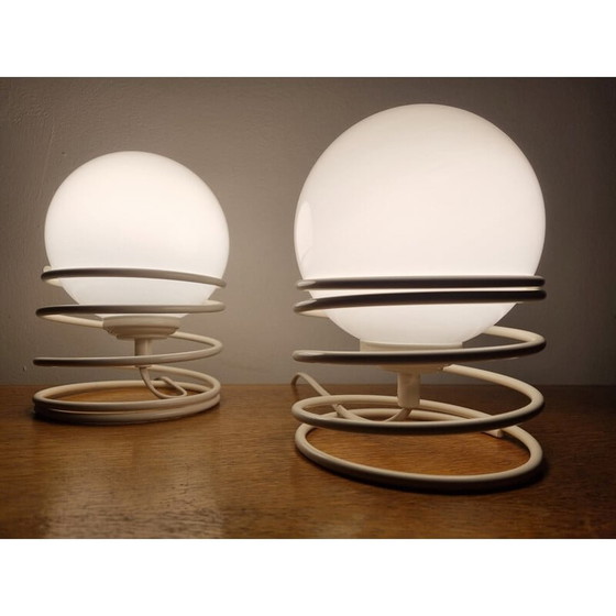 Image 1 of Paar mid century spiraal tafellampen Woja, jaren 1970