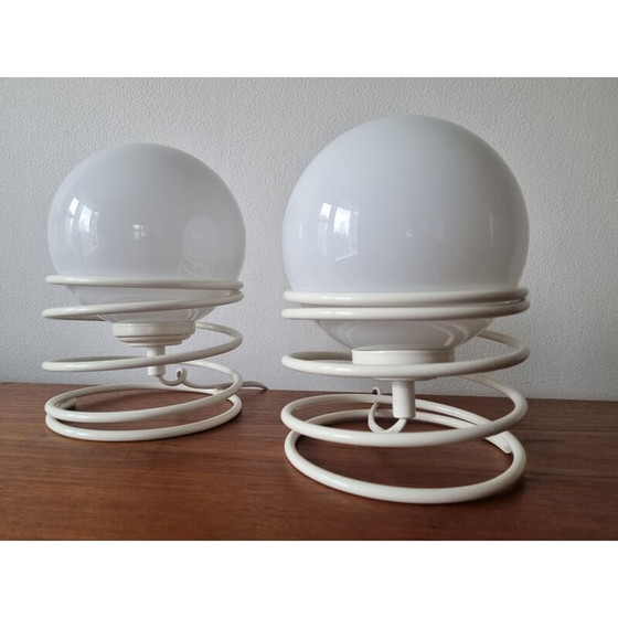 Image 1 of Paar mid century spiraal tafellampen Woja, jaren 1970
