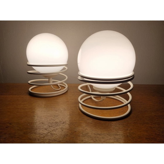 Image 1 of Paar mid century spiraal tafellampen Woja, jaren 1970