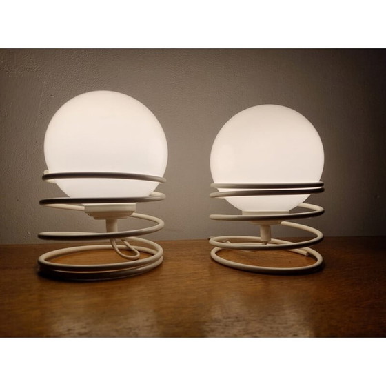 Image 1 of Paar mid century spiraal tafellampen Woja, jaren 1970