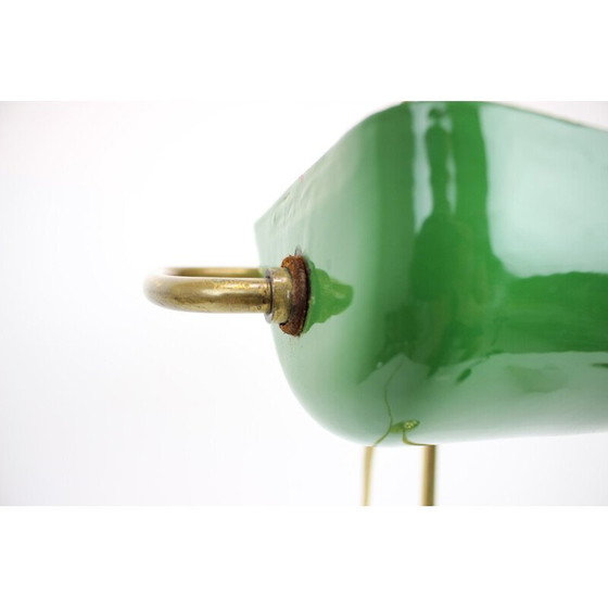 Image 1 of Vintage Art Deco bankiers tafellamp van metaal en messing, Tsjecho-Slowakije 1930