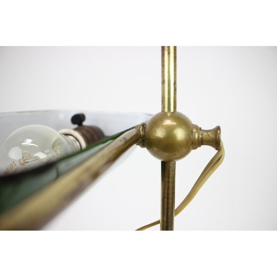 Image 1 of Vintage Art Deco bankiers tafellamp van metaal en messing, Tsjecho-Slowakije 1930