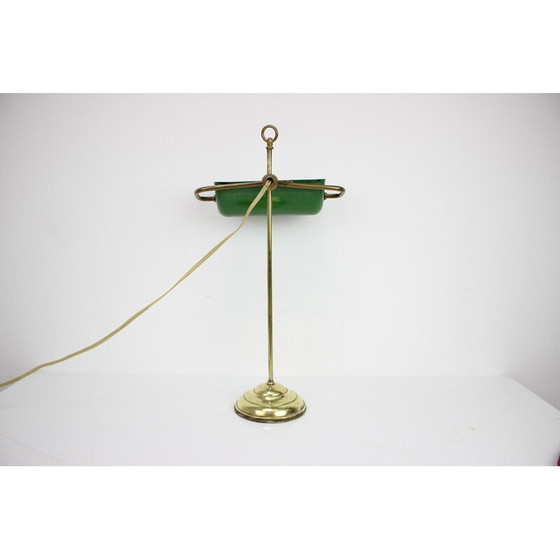 Image 1 of Vintage Art Deco bankiers tafellamp van metaal en messing, Tsjecho-Slowakije 1930