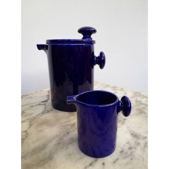 Image 1 of Set van 15 vintage theeserviezen van keramiek uit het ruimtetijdperk, gemaakt door Enzo Bioli voor Il Picchio Parma, 1960