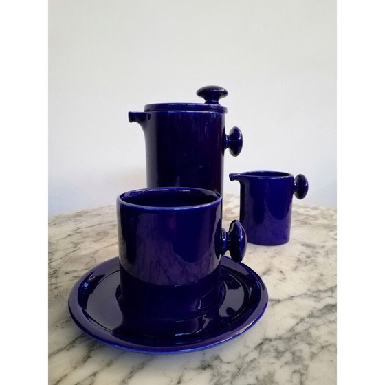 Image 1 of Set van 15 vintage theeserviezen van keramiek uit het ruimtetijdperk, gemaakt door Enzo Bioli voor Il Picchio Parma, 1960