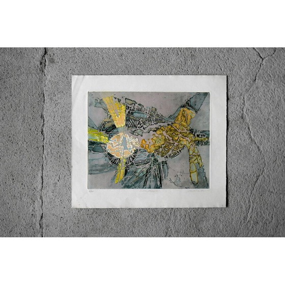 Image 1 of Print op oud Arches papier uit de Atelier 17-serie van Lawrence Heyman Fertilization III, 1960