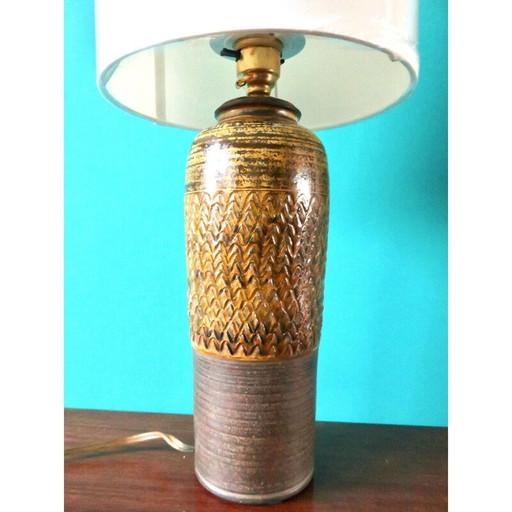 Vintage lamp van steengoed en glanzend email door Nils Kahler voor Hak, Denemarken 1960