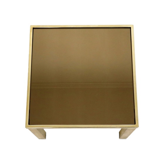 Image 1 of Belgo Chrom Dewulf Bijzettafel Plantentafel 23 Karaat Goud Rookglas Design