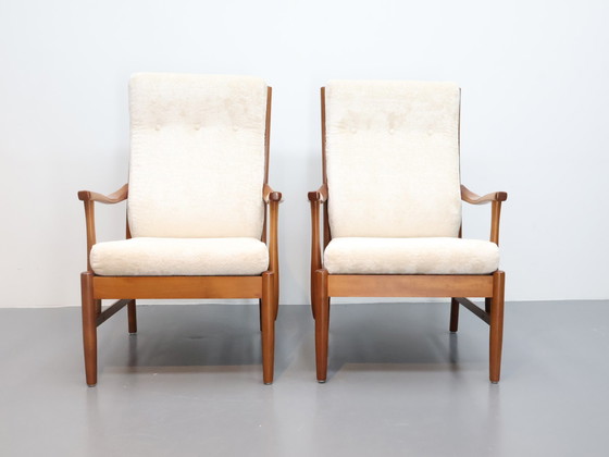 Image 1 of Set vintage fauteuils Farstrup møbler nieuwe stoffering ecru