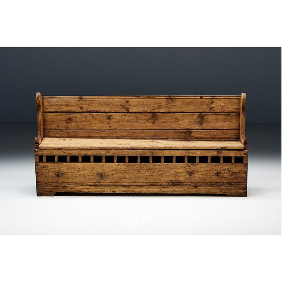 Image 1 of Vintage houten 3-zitsbank uit Haute-Savoie, Frankrijk