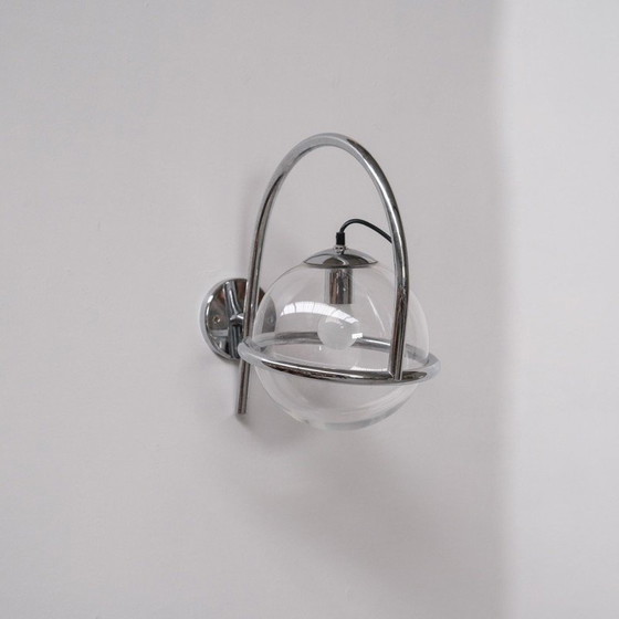Image 1 of Vintage wandlampen van chroom en helder glas van Kinkeldey, 1970