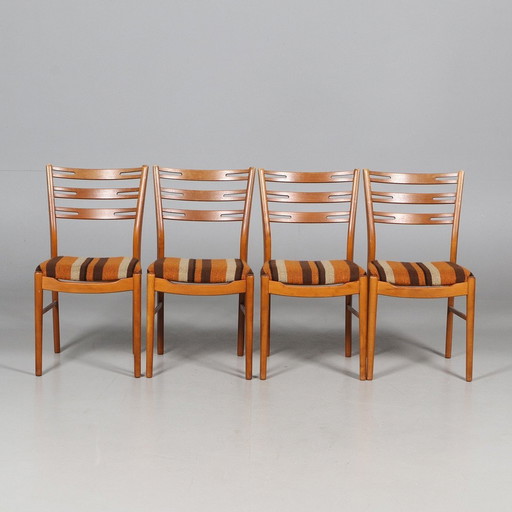 Teakhouten stoelen Vintage Oranje Farstrup 1980 Zweden