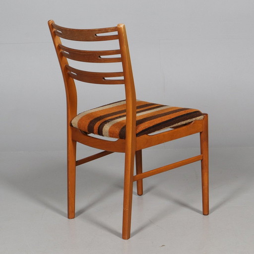 Teakhouten stoelen Vintage Oranje Farstrup 1980 Zweden