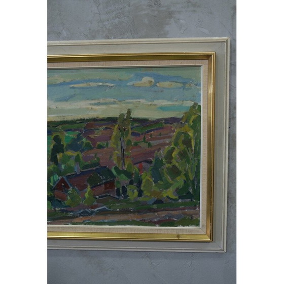 Image 1 of Vintage modern olieverfschilderij op doek door Henry Mayne, Zweden 1960