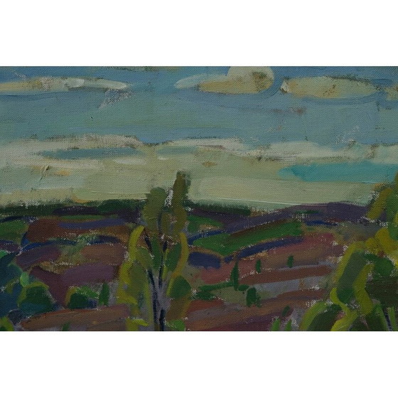 Image 1 of Vintage modern olieverfschilderij op doek door Henry Mayne, Zweden 1960