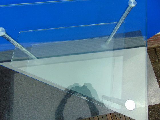 Image 1 of Bijzettafeltje glas met chroom