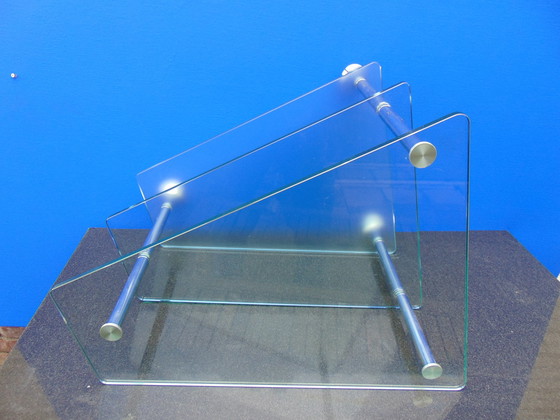 Image 1 of Bijzettafeltje glas met chroom