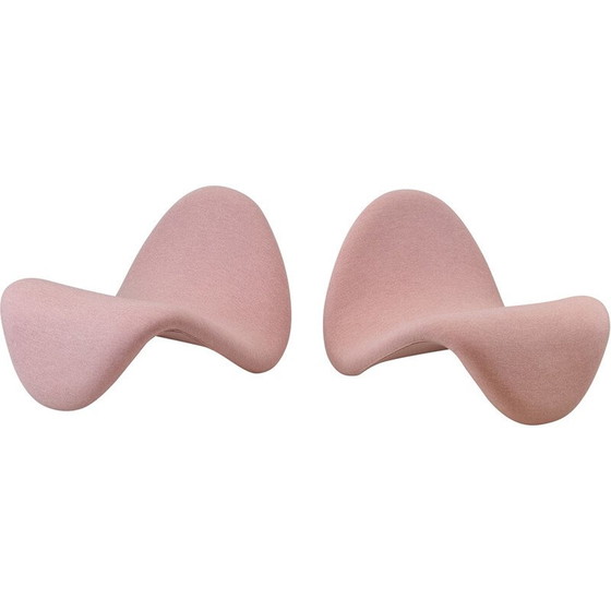 Image 1 of Paar vintage Tongue stoelen in wollen stof van Pierre Paulin voor Artifort, 1960