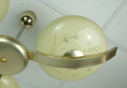 Art deco plafondlamp met 3 glazen kappen, jaren 1930/40, glas en metaal, avantgardistisch design uit de jaren 30.