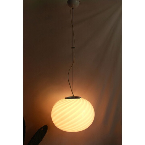 Image 1 of Vintage Calla Swirl Murano Plafondlamp Italië 1970