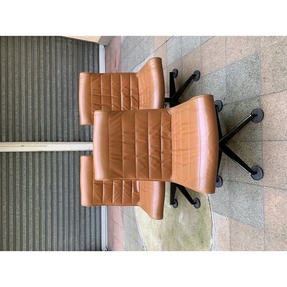 Image 1 of Set van 3 vintage bruine vergaderstoelen, jaren '80