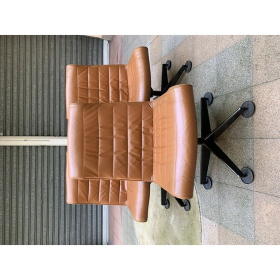 Image 1 of Set van 3 vintage bruine vergaderstoelen, jaren '80