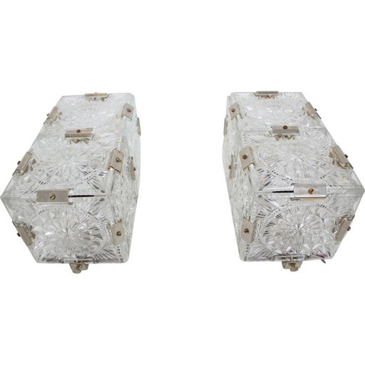 Paar glazen wand- of plafondlampen uit Mid Century , 1970