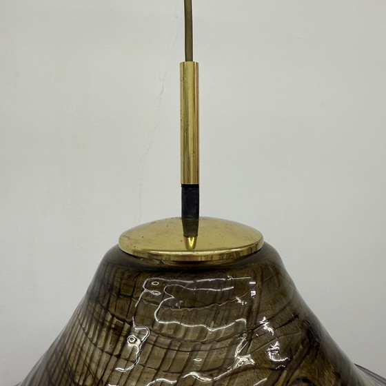 Image 1 of Mid Century Hanglamp Lucide Met Messing Detail 1970S