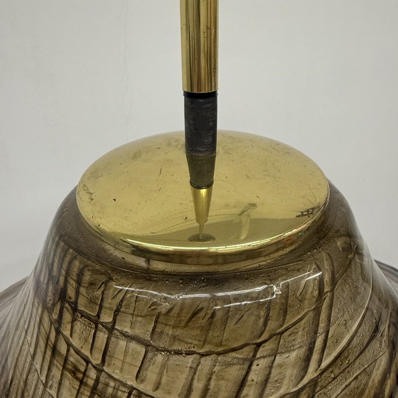 Image 1 of Mid Century Hanglamp Lucide Met Messing Detail 1970S