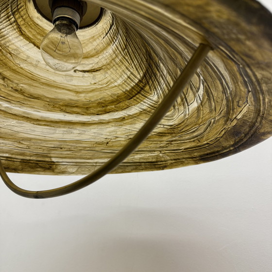 Image 1 of Mid Century Hanglamp Lucide Met Messing Detail 1970S