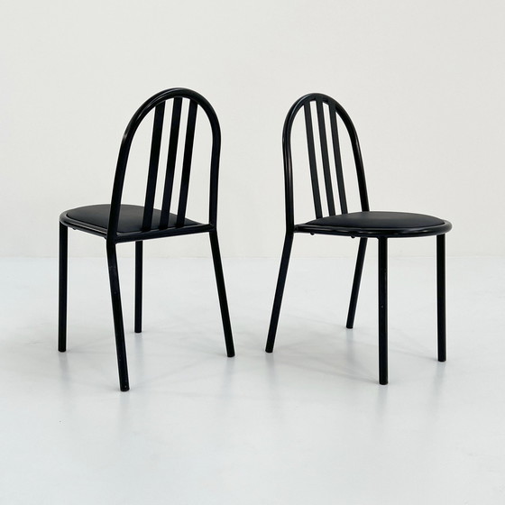 Image 1 of 4 No.222 stoelen met zwarte zitting van Robert Mallet-Stevens voor Pallucco, 1980S