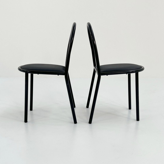 Image 1 of 4 No.222 stoelen met zwarte zitting van Robert Mallet-Stevens voor Pallucco, 1980S