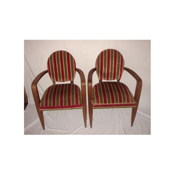 Image 1 of Paar vintage Art Deco fauteuils van Jean Pascaud, 1935
