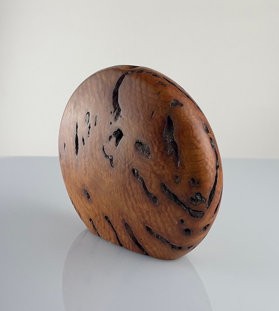 Image 1 of Blackbutt Burl Houten Vaas Met Handtekening