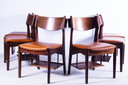 6x Vintage teak & palissander design privé schoolstoelen