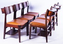 6x Vintage teak & palissander design privé schoolstoelen