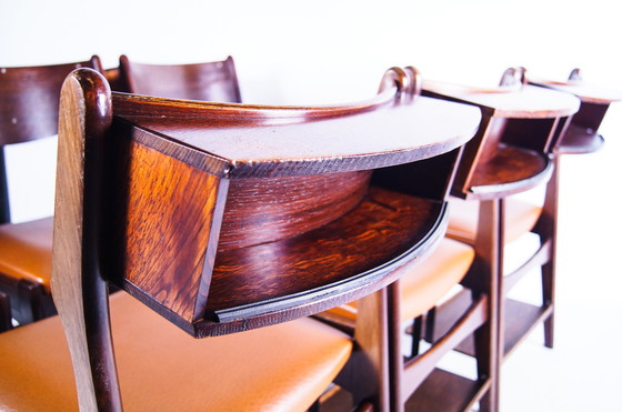 Image 1 of 6x Vintage teak & palissander design privé schoolstoelen