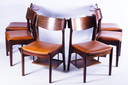 6x Vintage teak & palissander design privé schoolstoelen