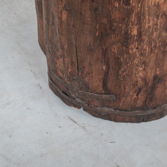 Image 1 of Vintage houten plantenbak en ijzeren boomstam, België 1950