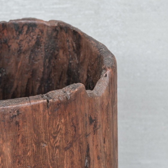 Image 1 of Vintage houten plantenbak en ijzeren boomstam, België 1950