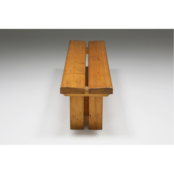 Image 1 of Vintage grenen bank van Charlotte Perriand voor Les Arc, Frankrijk 1970