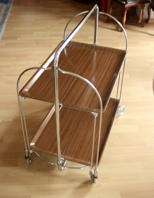 Theetrolley Serveerwagen uit de jaren 1970 - Vintage - Inklapbaar