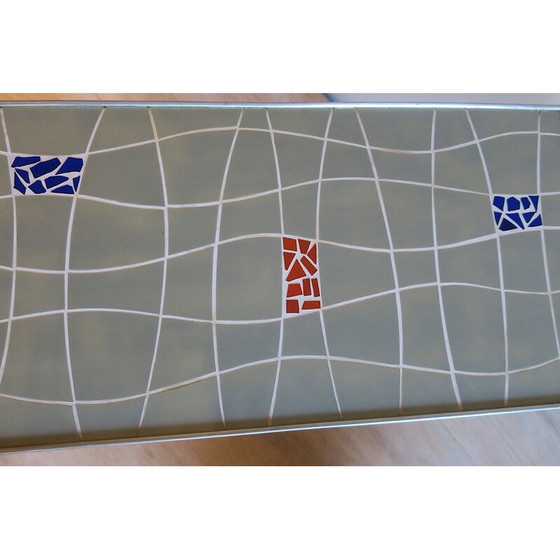 Image 1 of Mid century keramische betegelde salontafel met gespreide poten, jaren 1950-1960