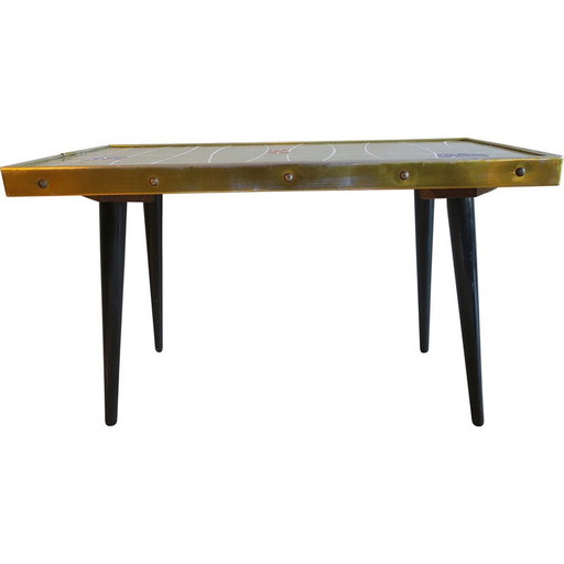 Mid century keramische betegelde salontafel met gespreide poten, jaren 1950-1960