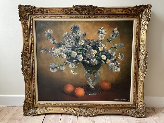 Image 1 of Schilderij Camiel Van Haesendonck Stilleven Bloemen Met Appelsienen