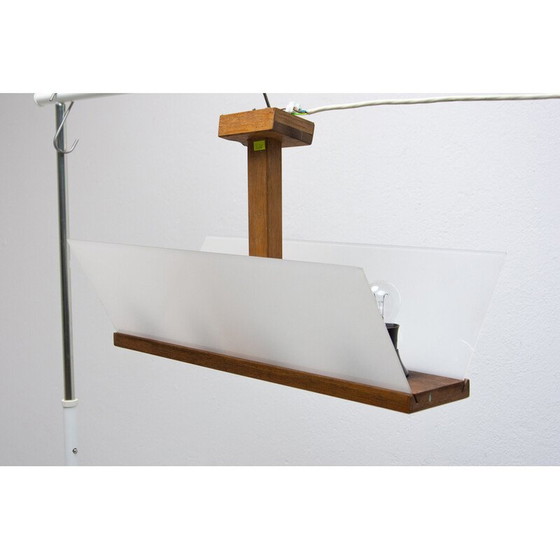 Image 1 of Vintage glazen en beuken hanglamp voor Krásná Jizba, Tsjecho-Slowakije 1950