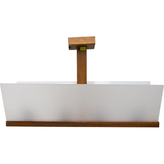 Image 1 of Vintage glazen en beuken hanglamp voor Krásná Jizba, Tsjecho-Slowakije 1950