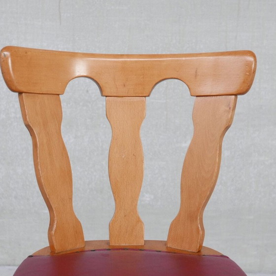 Image 1 of Set van 22 vintage Run café stoelen van hout en leer, Nederland 1970
