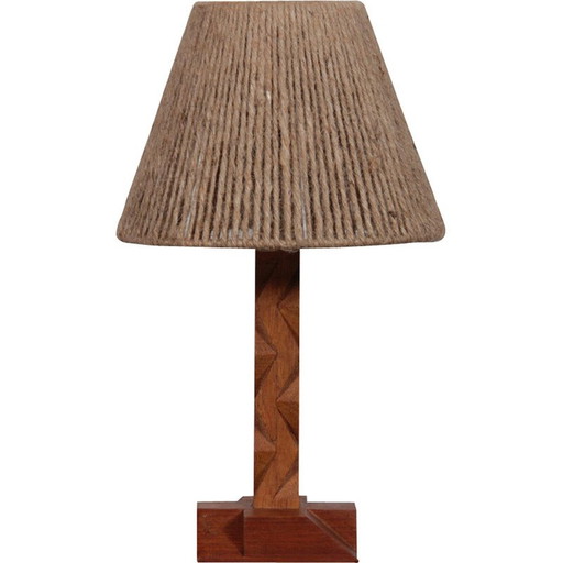 Vintage lamp van hout en touw, 1960